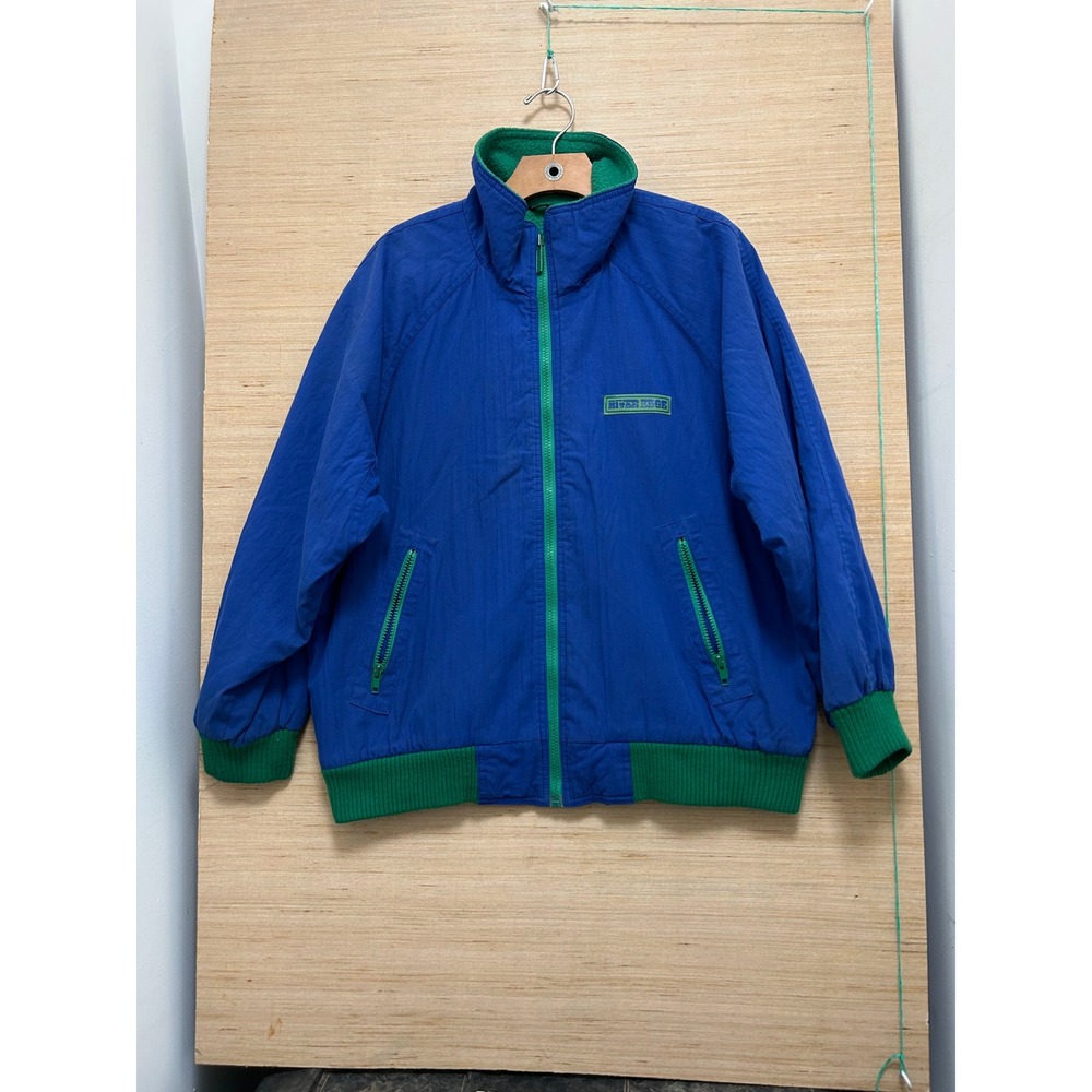 Vintage River Edge‎ Jacket Medium Full Zip Blue Green Retro Outerwear